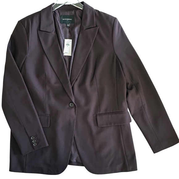 NWT Banana Republic Factory Sculpted Suit Blazer in Midnight Lily Purple Size 16 - Picture 3 of 11